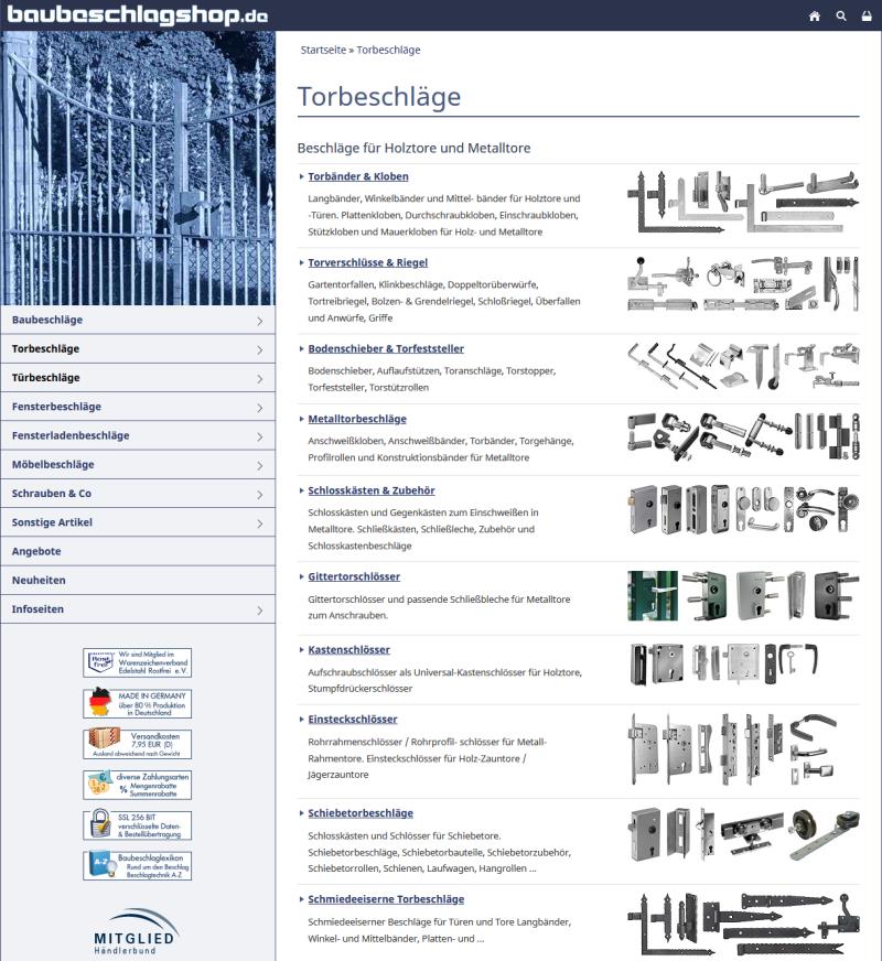 Vorschau Torbeschläge im Onlineshop baubeschlagshop.de